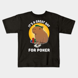 It's a great day for poker Capybara Cartoon Kids T-Shirt